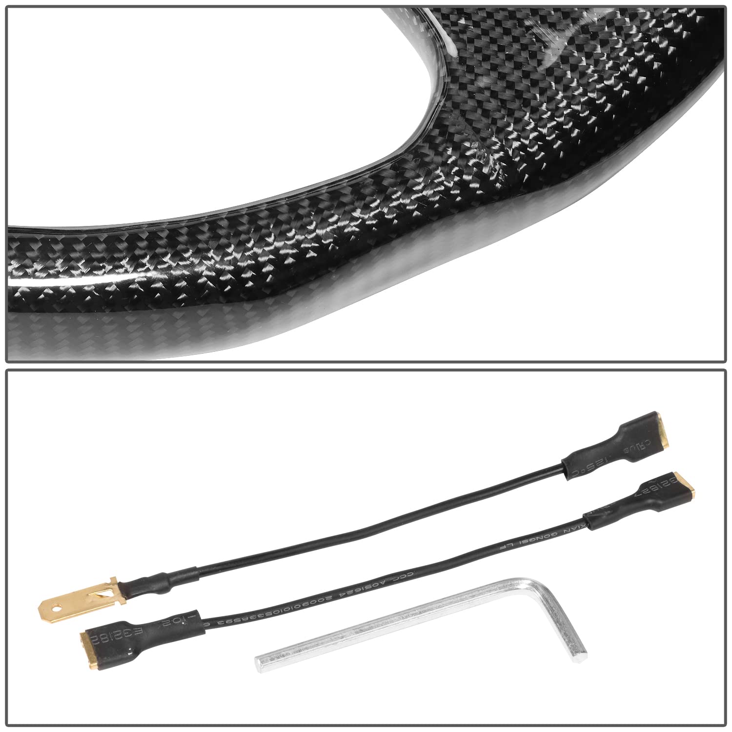 NRG Innovations Light weight NRG-ST-012CF Carbon Fiber Steering Wheel, 3 Spoke, 350mm, 6 X 70 PCD, Flat Dish, Gloss Black