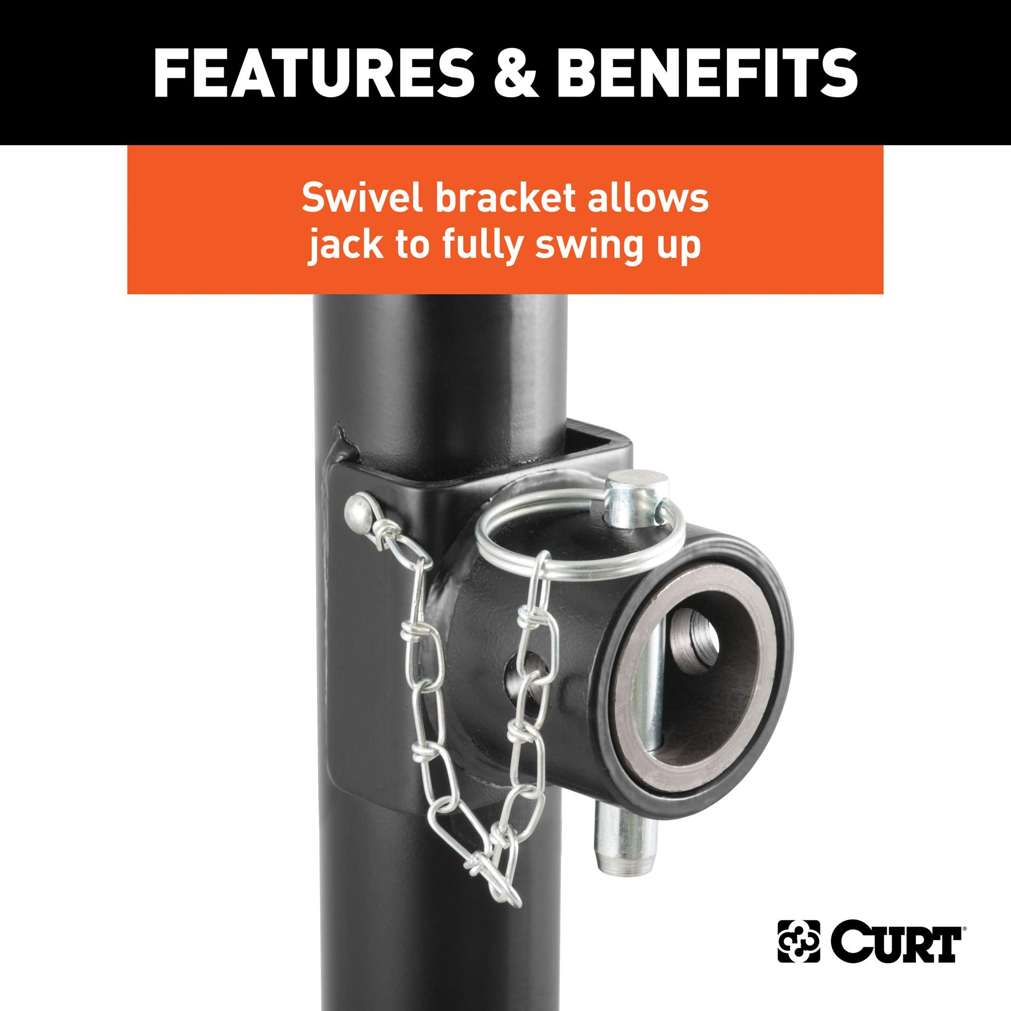 CURT Weld-On Pipe-Mount Trailer Jack, 3,000 lbs. Support Capacity, 10-3/4 Inches Vertical Travel