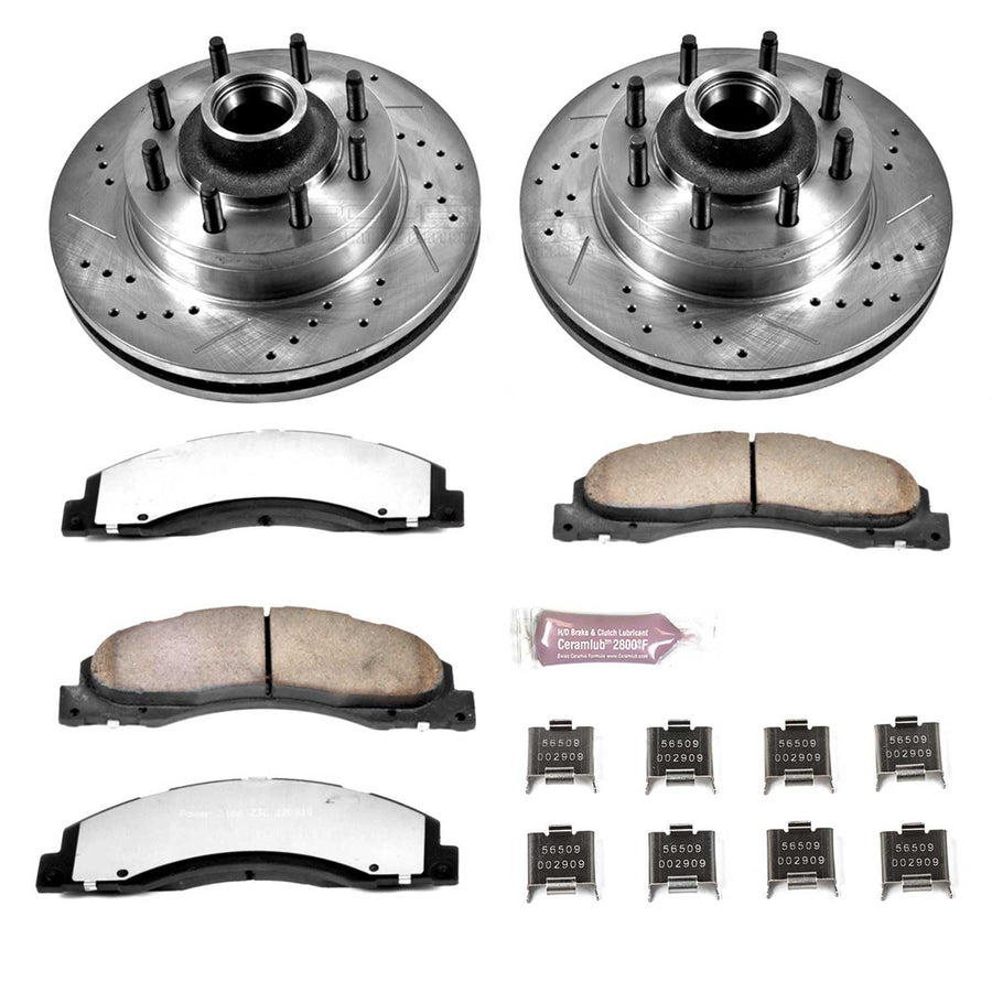 Power Stop Z36 Truck & Tow Brake Kit K4716-36, Carbon Fiber Ceramic Brake Pads and Drilled Slotted Brake Rotors For E-150, E-250, E-350 Super Duty, E-450 Super Duty [Model Specific]