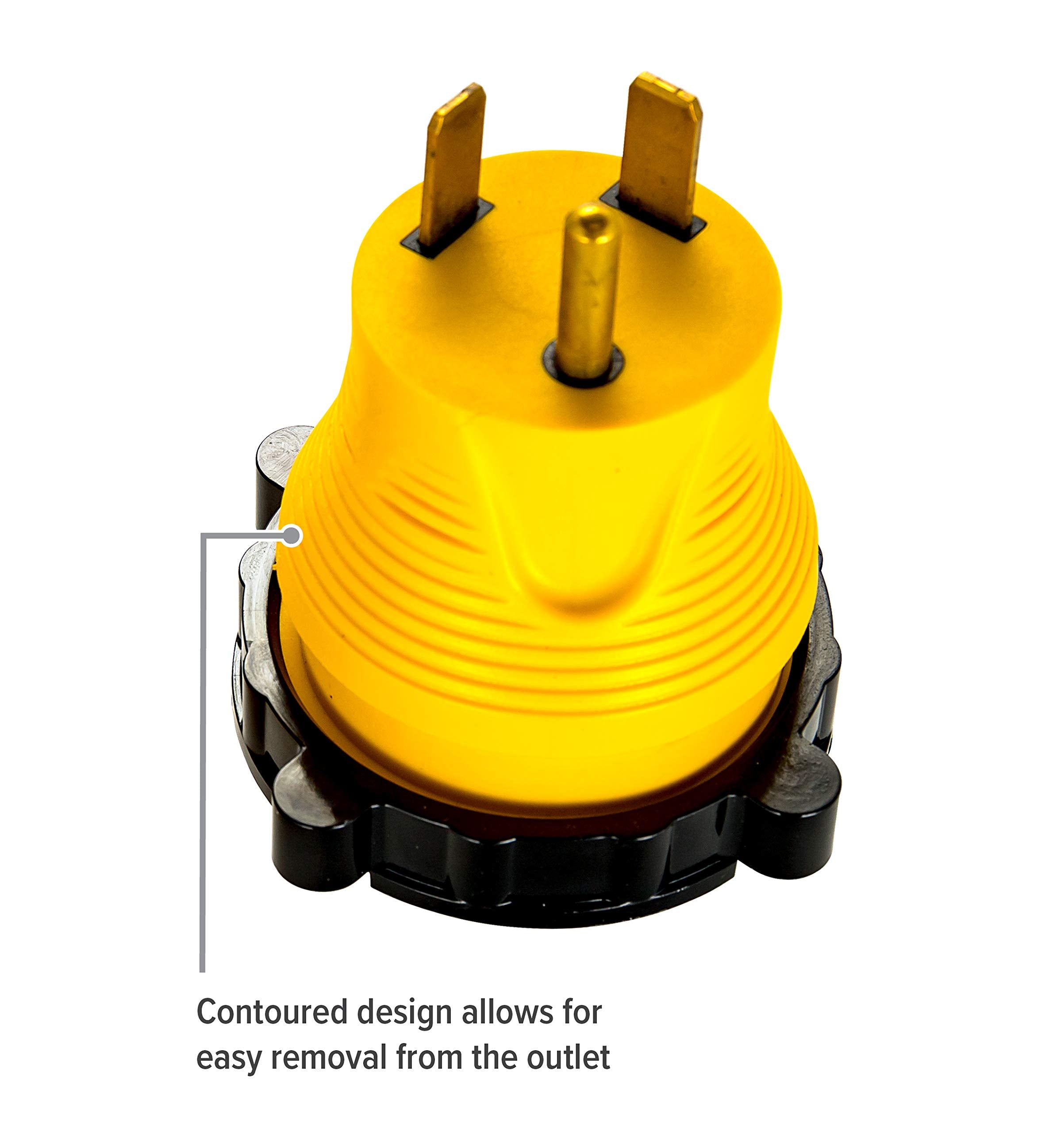 Camco 30A-30A Power Grip RV/Camper Locking Adapter | Compatible with 30-Amp Locking Plugs | Weatherproof Connection | Easy Outlet Removal | 125 Volt / 3750 Watt (55642)