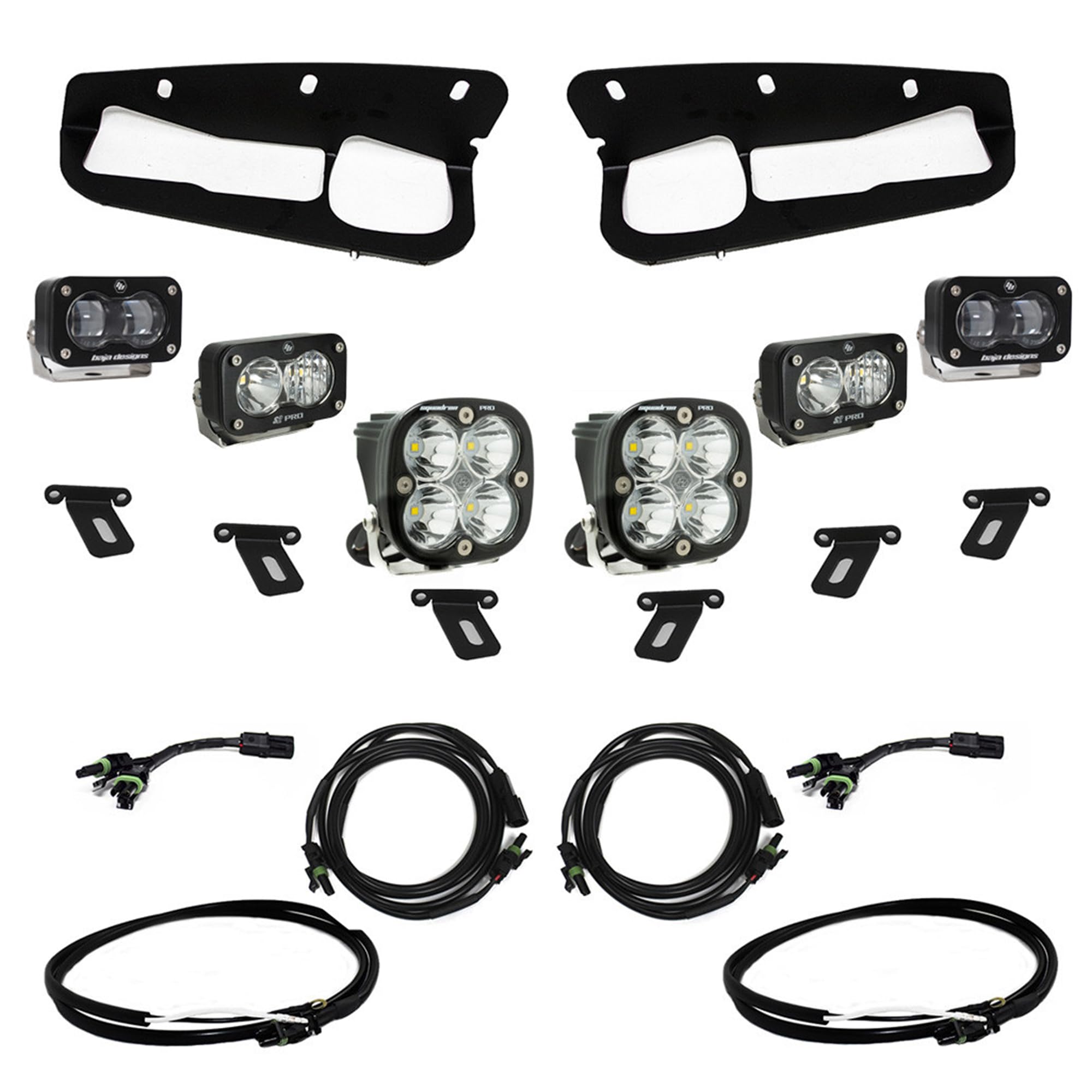 Baja Designs S2 Fog Pocket Kit for Ford Bronco 2021+ SAE PRO Steel Bumper, Upfitter Harness, 6 PCS LED (Clear)