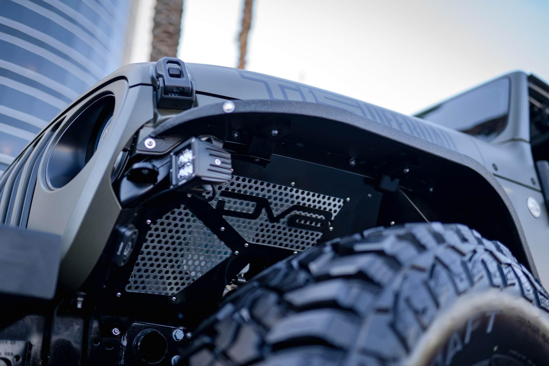 Inner Fender Liner Set DV8 Offroad fits 2018-2023 Jeep Wrangler JL & 2020-2023 Gladiator JT | Front Wheel Wells | Vented for Airflow | Aluminum Construction | Black Finish