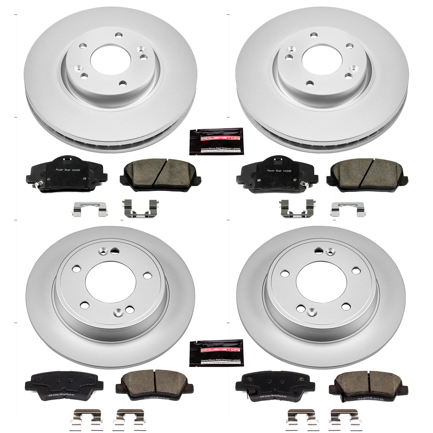 Power Stop Z17 Evolution Geomet® Coated Brake Kit Front and Rear For Kia Forte Koup 2014-2016 Kia Forte5 2014-2016 [Vehicle Specific]