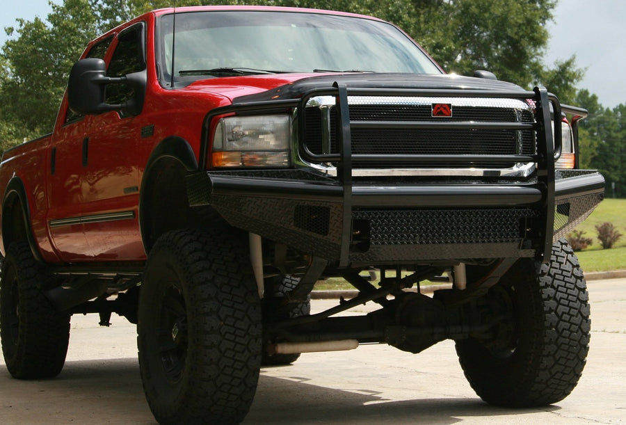 Fab Fours Black Steel Front Ranch Bumper FS99-S1660-1 2 Stage Black Powder Coated w/Full Grill Guard Incl. Light Cut-Outs