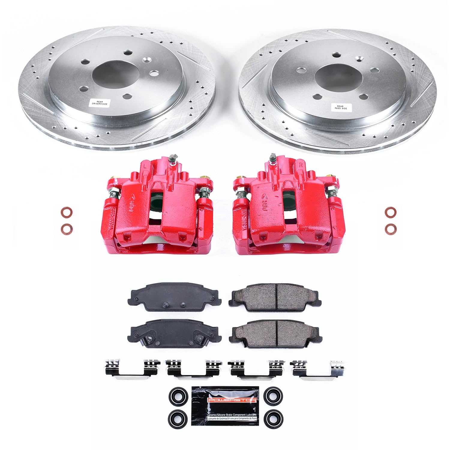 Power Stop Z23 Evolution KC1425 Rear Brake Caliper Kit- Brake Rotors, Brake Pads, Brake Calipers For Cadillac CTS 2003-2007, Cadillac STS 2005-2011 [Model Specific]