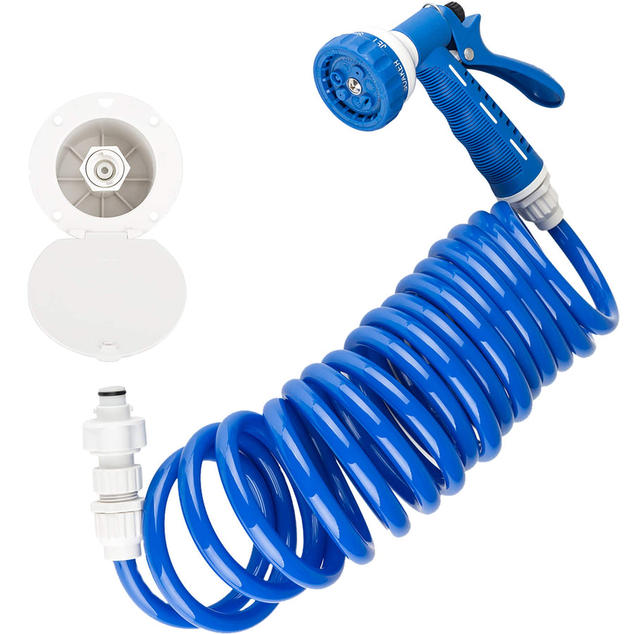 Dura Faucet RV Exterior Quick Connect Detachable Sprayer DF-SA188-WT, Hose, and Utility Spray Dock Kit, Lockable (White)