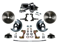Power LEED BRAKES Front Disc Brake Conversion Kit With 9" Chrome Booster Flat Top Chrome M/C Disc/Disc Side Mount