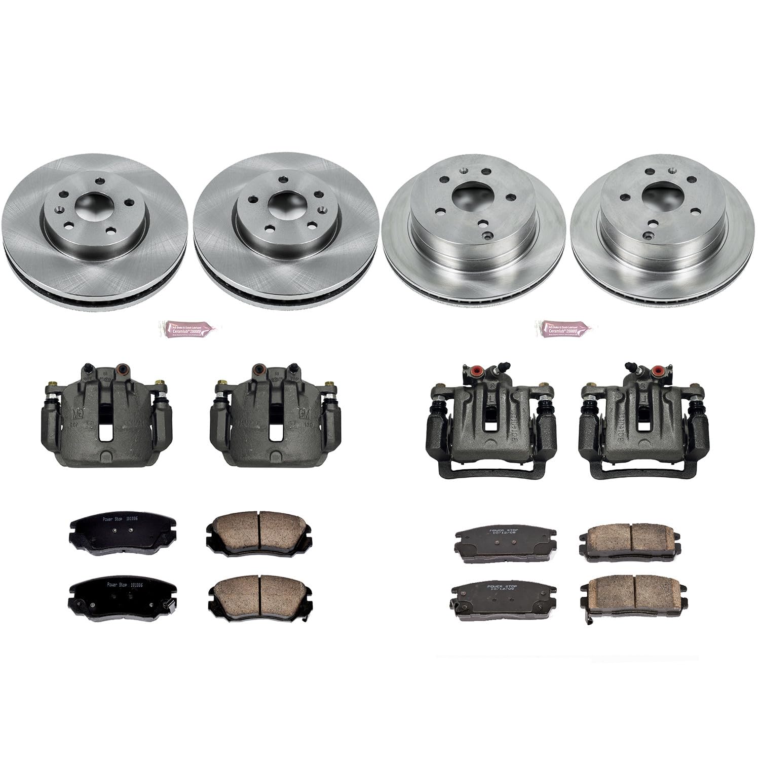 Power Stop KCOE5516 Replacement Autospeciality Front and Rear Caliper Kit- OE Rotors, Ceramic Brake Pads, Calipers For Chevrolet Equinox 2010-2017, GMC Terrain 2010-2017 [Model Specific]