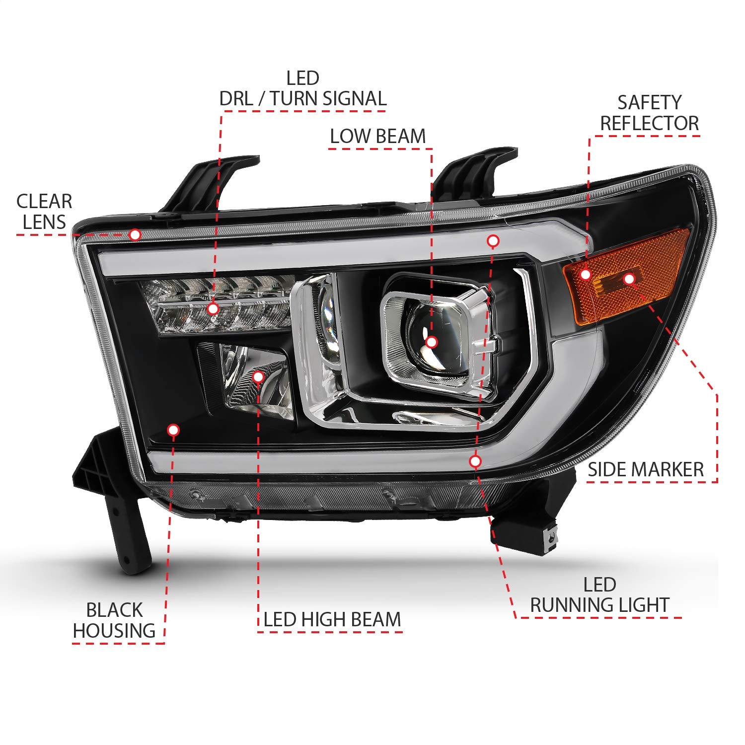 111447 Anzo USA Projector Headlamps Fits Toyota Tundra