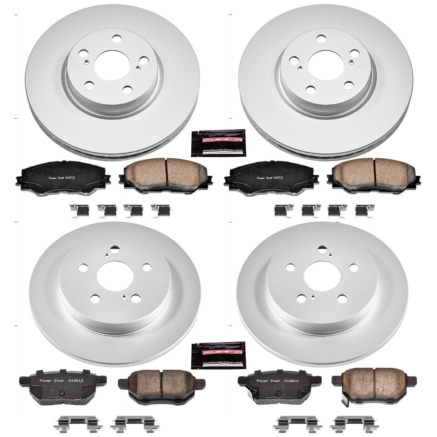 Power Stop Coated Brake Rotor & Ceramic Brake Pads- front CRK4140 & rear