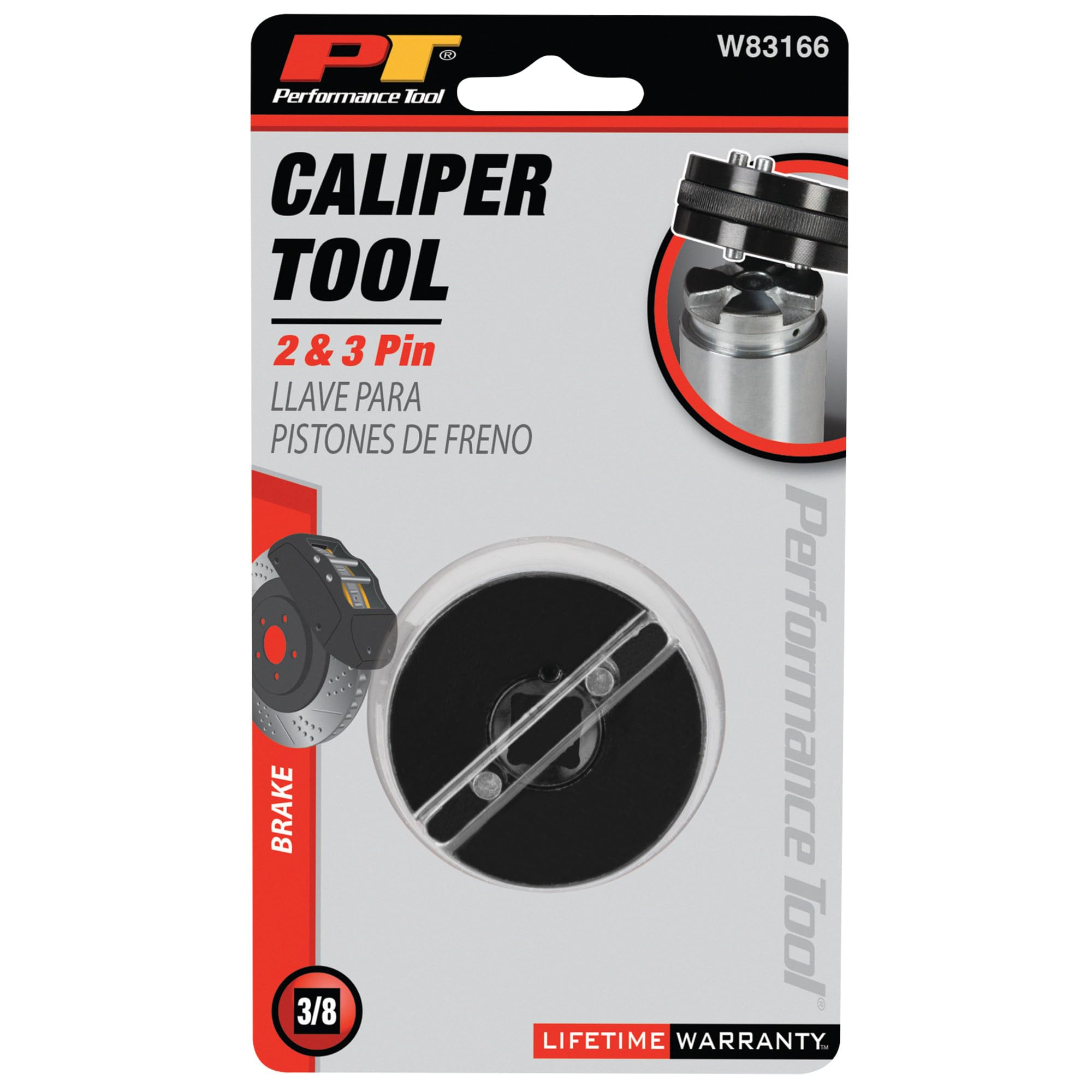 Adjustable Performance Tool W83166 Wind-Back Tool for Brake Calipers - Fits Domestic and Import Cars with 2 or 3 Slotted Pistons
