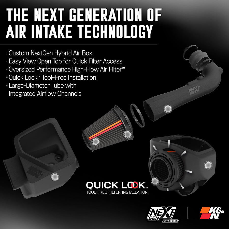 NextGen K&N Cold Air Intake System: Dry-Flow Cotton Filter: Compatible with 2014-2020 CADILLAC/CHEVRLOET/GMC Escalade; Silverado 1500; Suburban; Tahoe; Sierra 1500; Yukon; Yukon XL; 50-3082D
