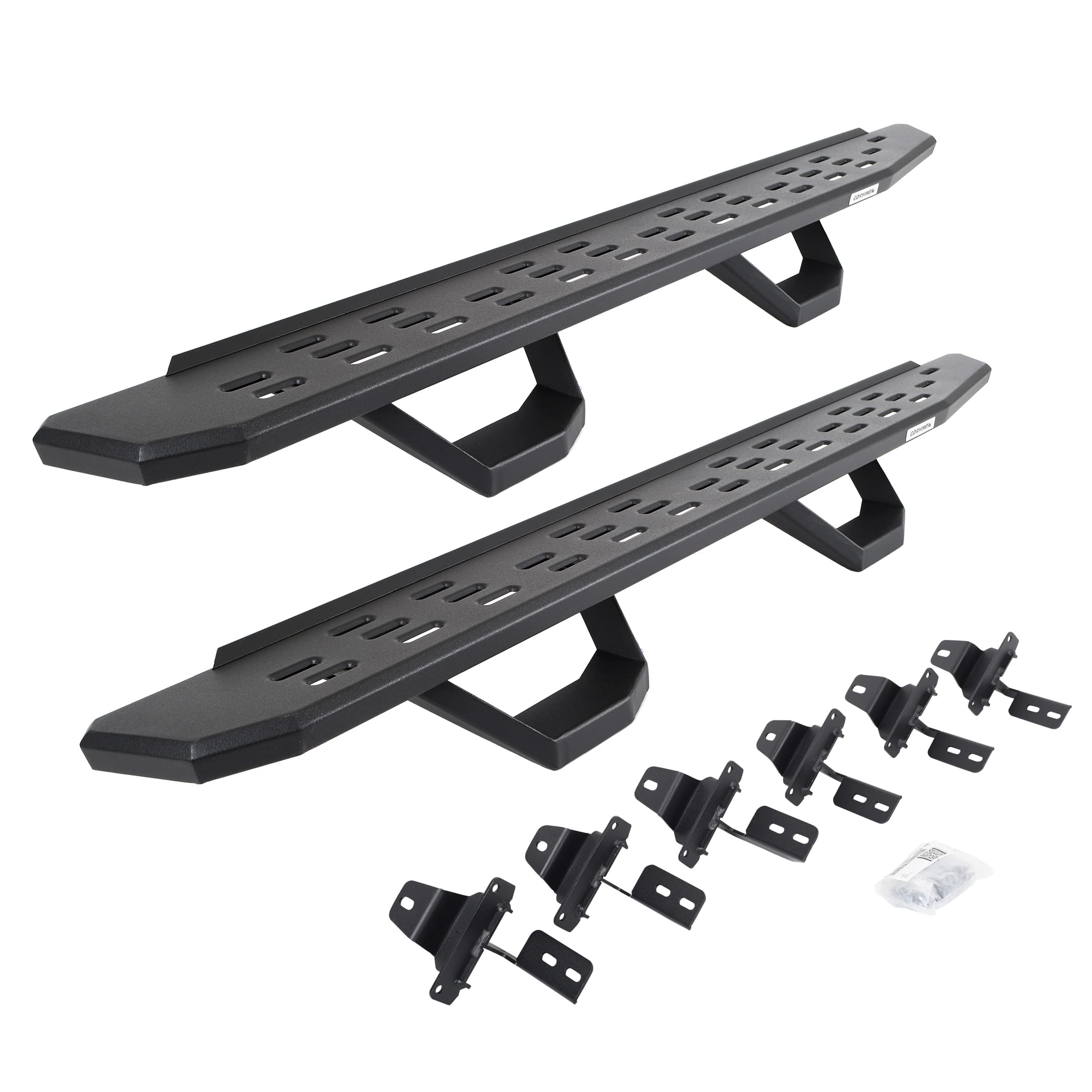 Go Rhino Running Boards RB30, Brackets, & 2 Pair of Drop Steps | Galvanized Steel, Textured Black | 6965067320PC | Fits 2018-2024 Jeep Wrangler JLU, 4-Door