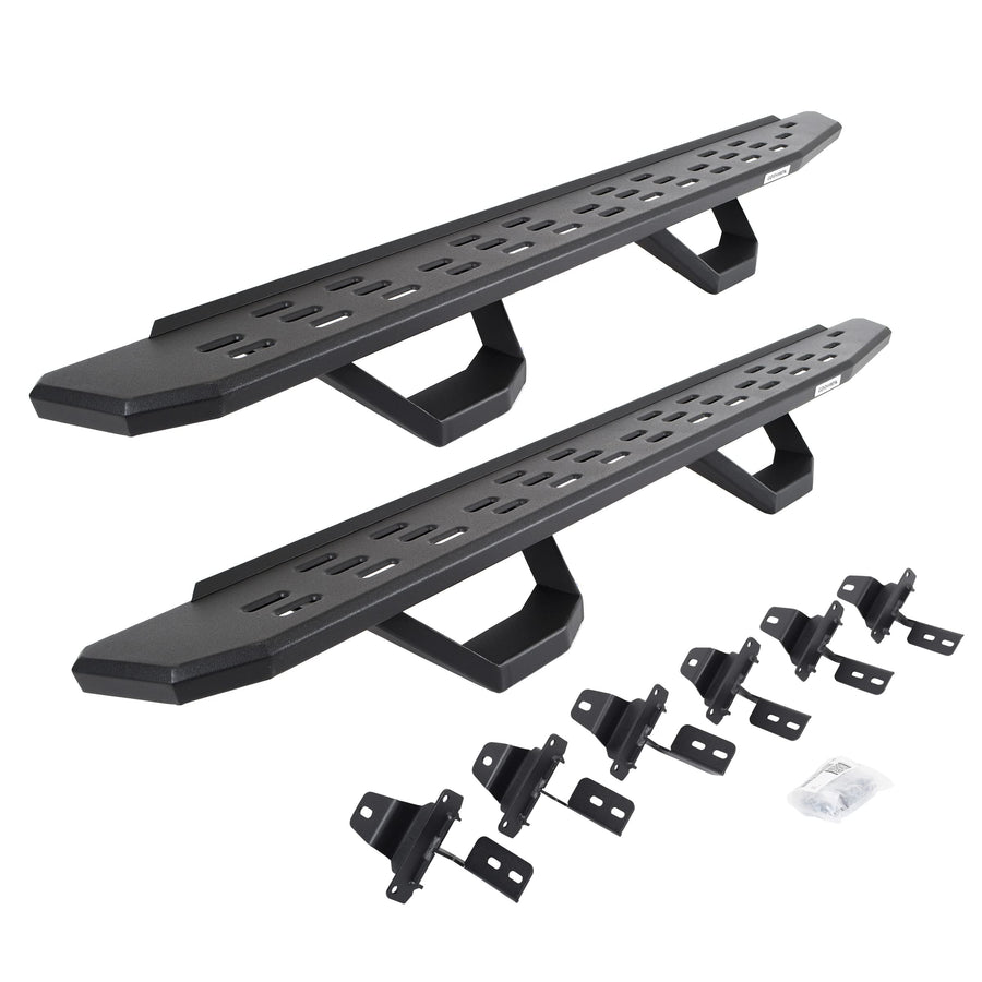 Go Rhino Running Boards RB30, Brackets, & 2 Pair of Drop Steps | Galvanized Steel, Textured Black | 6965067320PC | Fits 2018-2024 Jeep Wrangler JLU, 4-Door