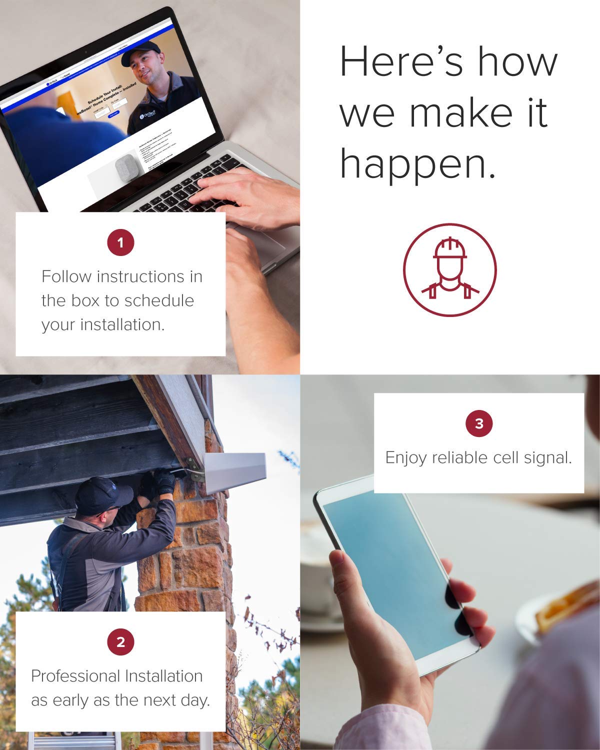weBoost Home Complete Installed - Cell Phone Signal Booster Kit | Boosts 4G LTE & 5G for Entire Home | All U.S. Carriers - Verizon, AT&T, T-Mobile & more | Made in the U.S. | FCC Approved (mod. 47444)