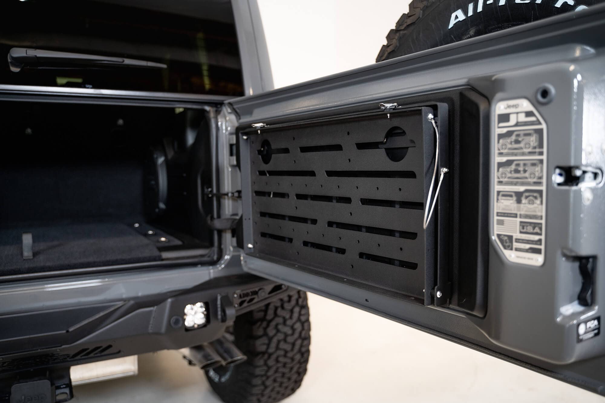 TTJL-01 | DV8 Offroad | Trail Table fits 2018-Current Wrangler JL | Space Saving Design | Mounts to Tailgate | Convenient Work Space | Rattle Free Design | Black Finish