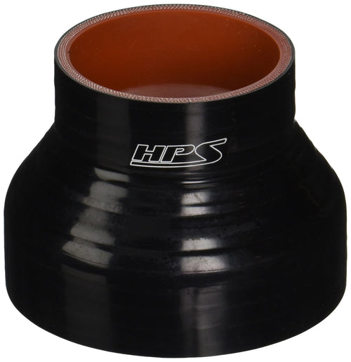 HPS Silicone HTSR-250-375-BLK High Temperature 4-ply Reinforced Reducer Coupler Hose, 50 PSI Maximum Pressure, 3" Length, 2-1/2" > 3-3/4" ID, Black