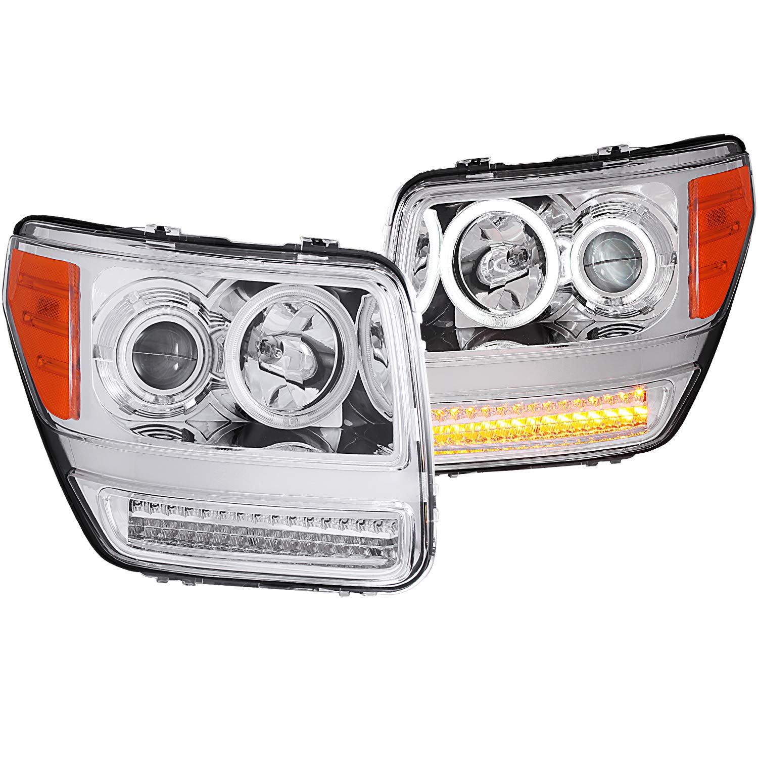 Dodge Nitro G2 Anzo USA 111144 Projector Halo Chrome Clear Amber Headlight Assembly - (Sold in Pairs)