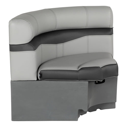 Rockport Series Lippert 32" Radius Pontoon Corner Seat, Measures 32" L x 28.5" W x 30" H, Marine-Grade Vinyl, High-Density Foam, Easy Installation, Fits Most Pontoons, River Rock – 20221094114