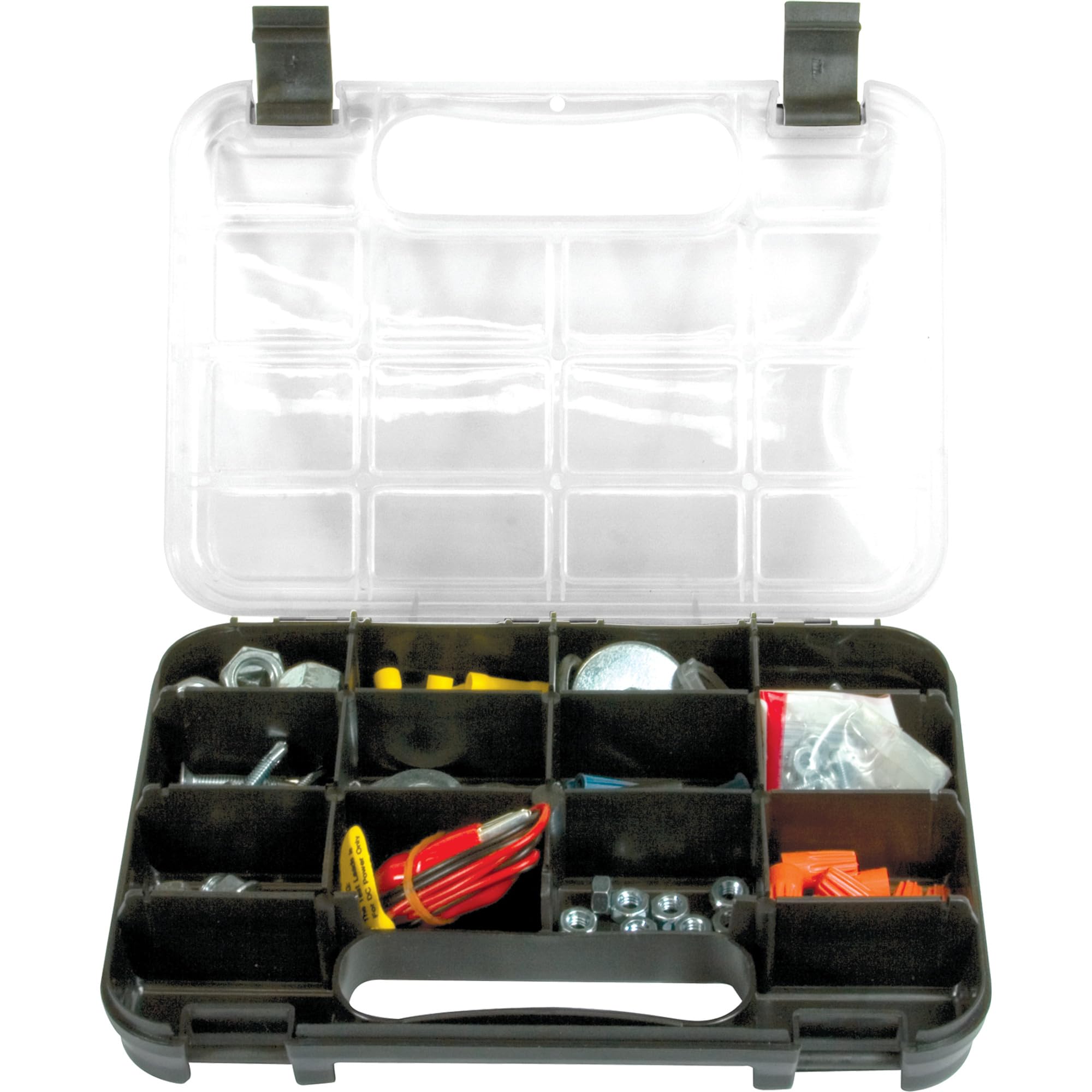 Durable Performance Tool W5189 Plastic Storage Organizer with Full-Height Dividers for Parts and Tools, Flat or Upright Storage with Built-in Feet