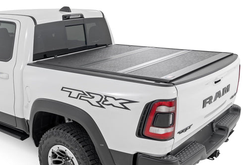 Hard Tri-Fold Rough Country Tonneau Cover for Ram 1500 (2019-2026) & 1500 TRX (2021-2024) - Low-Profile Aluminum Truck Bed Cover, Fits 5'7 Bed