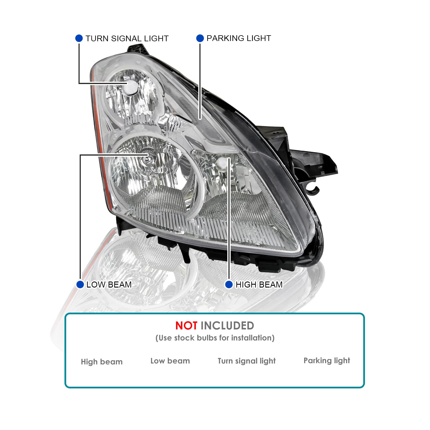 Clear Headlights SPEC-D TUNING Compatible with 2010-2012 Nissan Altima L+R Pair Head Light Lamp Assembly