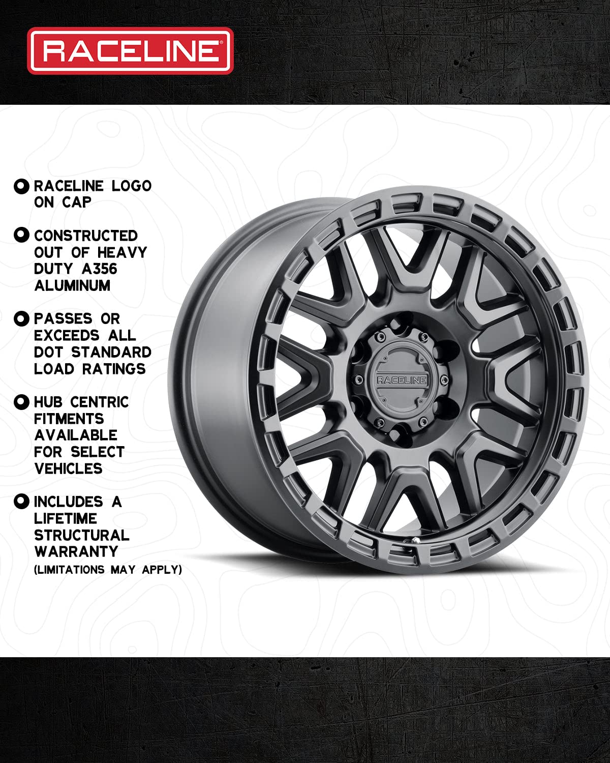 Raceline 953B KRANK Wheels Satin Black 17X8.5"6X139.7 Bolt Pattern +18mm Offset/(5.46"B/S) Split Spoke Aluminum Passenger Car Wheels, Full Size Replacement Black Car Rims