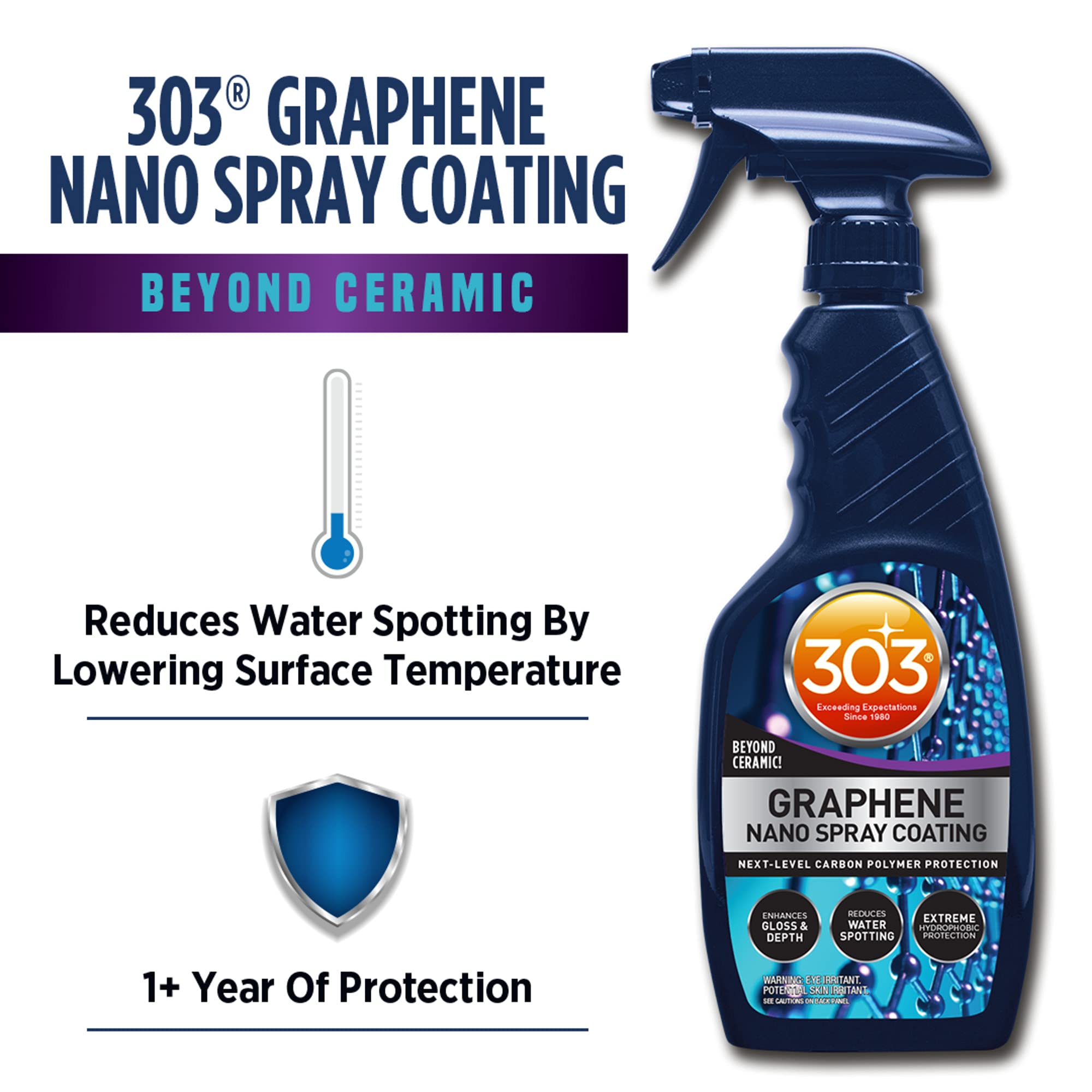Graphene Nano Spray Coating 303 Products - Enhanced Gloss Finish & Depth, Water Repellent, UV Resistant, Helps Prevent Scratches, Beyond Ceramic Coating for Cars, Car Detailing Spray, 15.5oz.