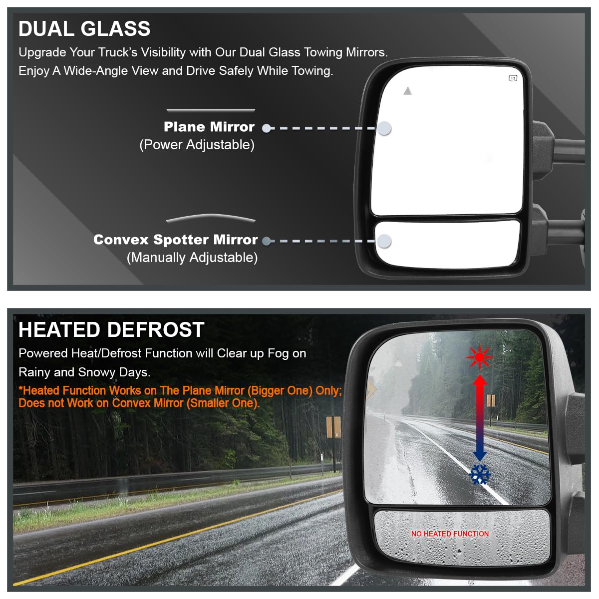Spec-D Tuning Power Chrome Heated Towing Mirrors w/LED Signal, Blind Spot Sensor Compatible with 2016-2022 Nissan Titan, Left + Right Pair