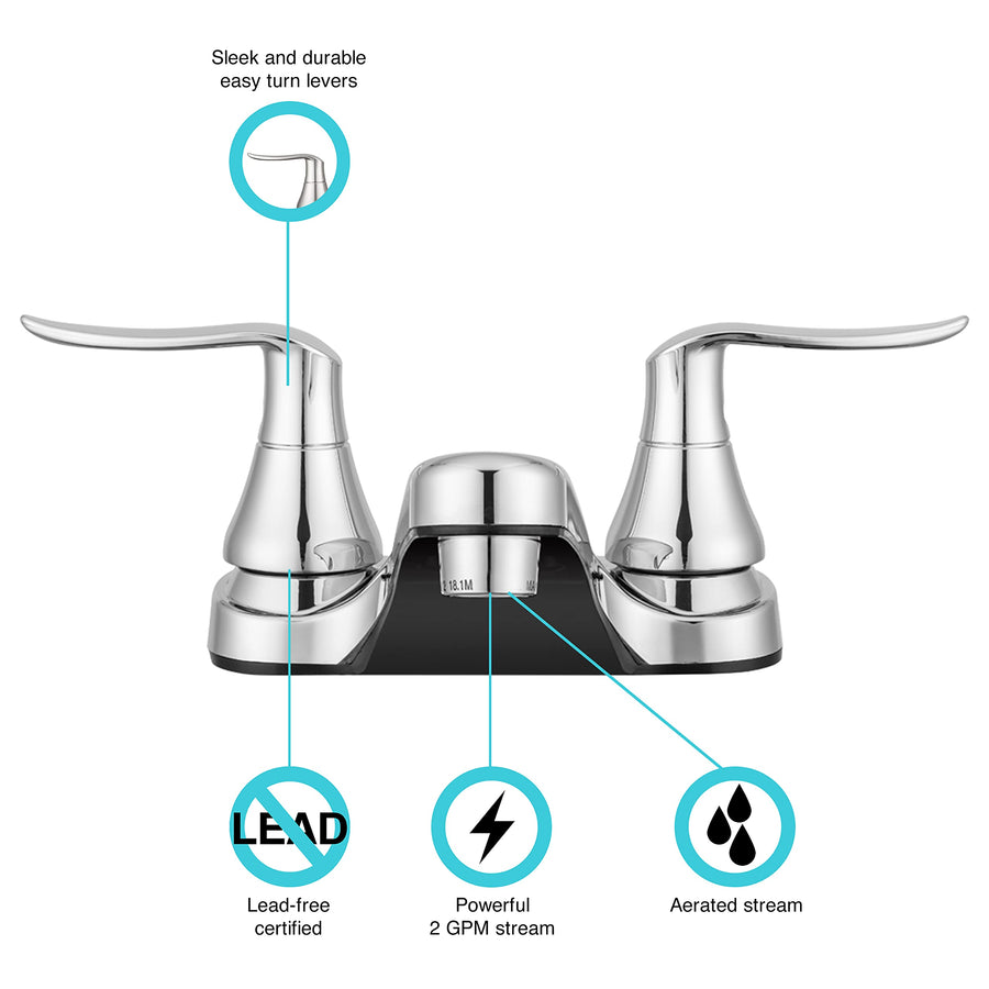 Dura Faucet RV Bathroom Faucet DF-PL700LH-CP with Winged Levers (Chrome)
