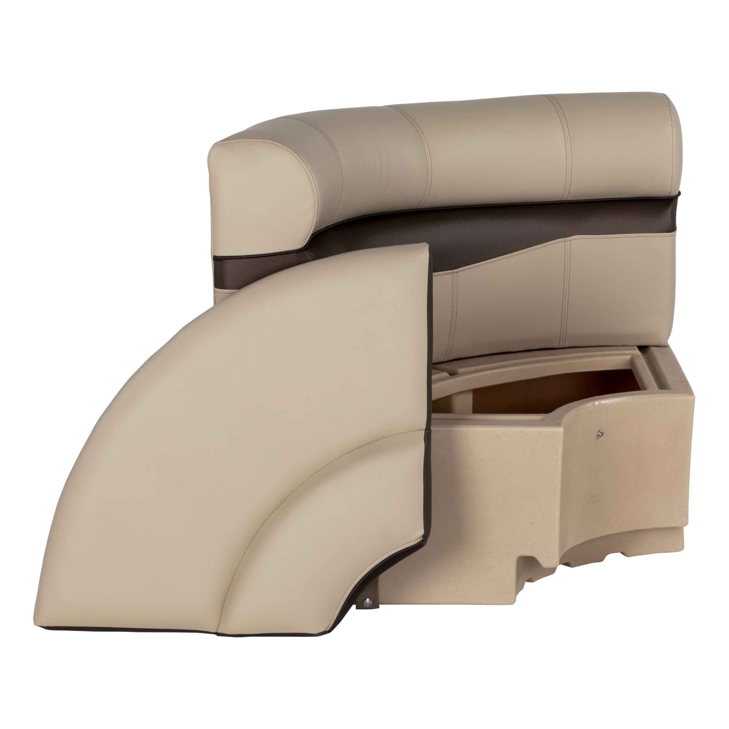 Rockport Series Lippert 32" Radius Pontoon Corner Seat, Measures 32" L x 28.5" W x 30" H, Marine-Grade Vinyl, High-Density Foam, Easy Installation, Fits Most Pontoons, Sand – 20221094113