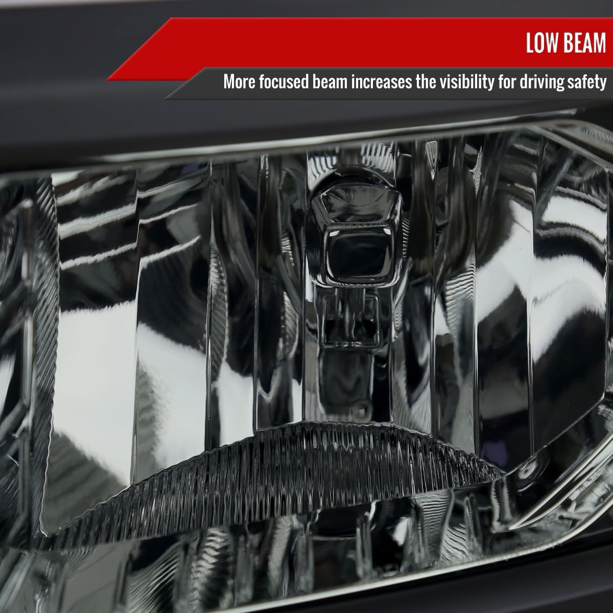 Chrome 1500 Headlights Light Smoked Lens with Black Trim - USES Stock Bulbs