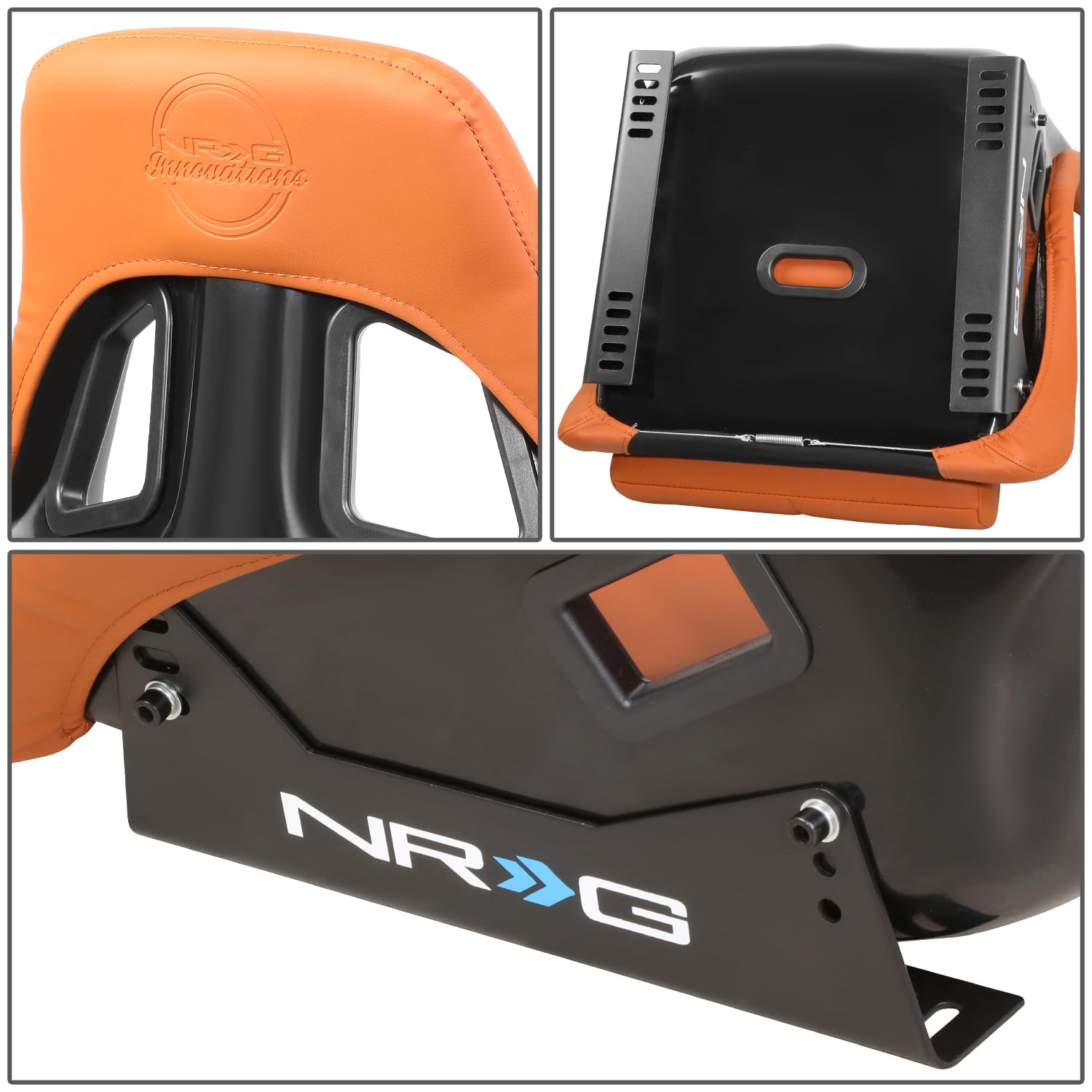 NRG Innovations Brown NRG-FRP-302BR-V FRP Bucket Seat With Headrest Water Resistant Vinyl (Large)