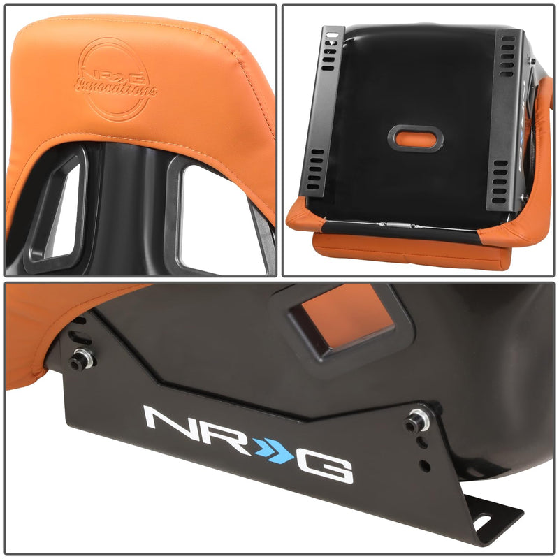NRG Innovations Brown NRG-FRP-302BR-V FRP Bucket Seat With Headrest Water Resistant Vinyl (Large)