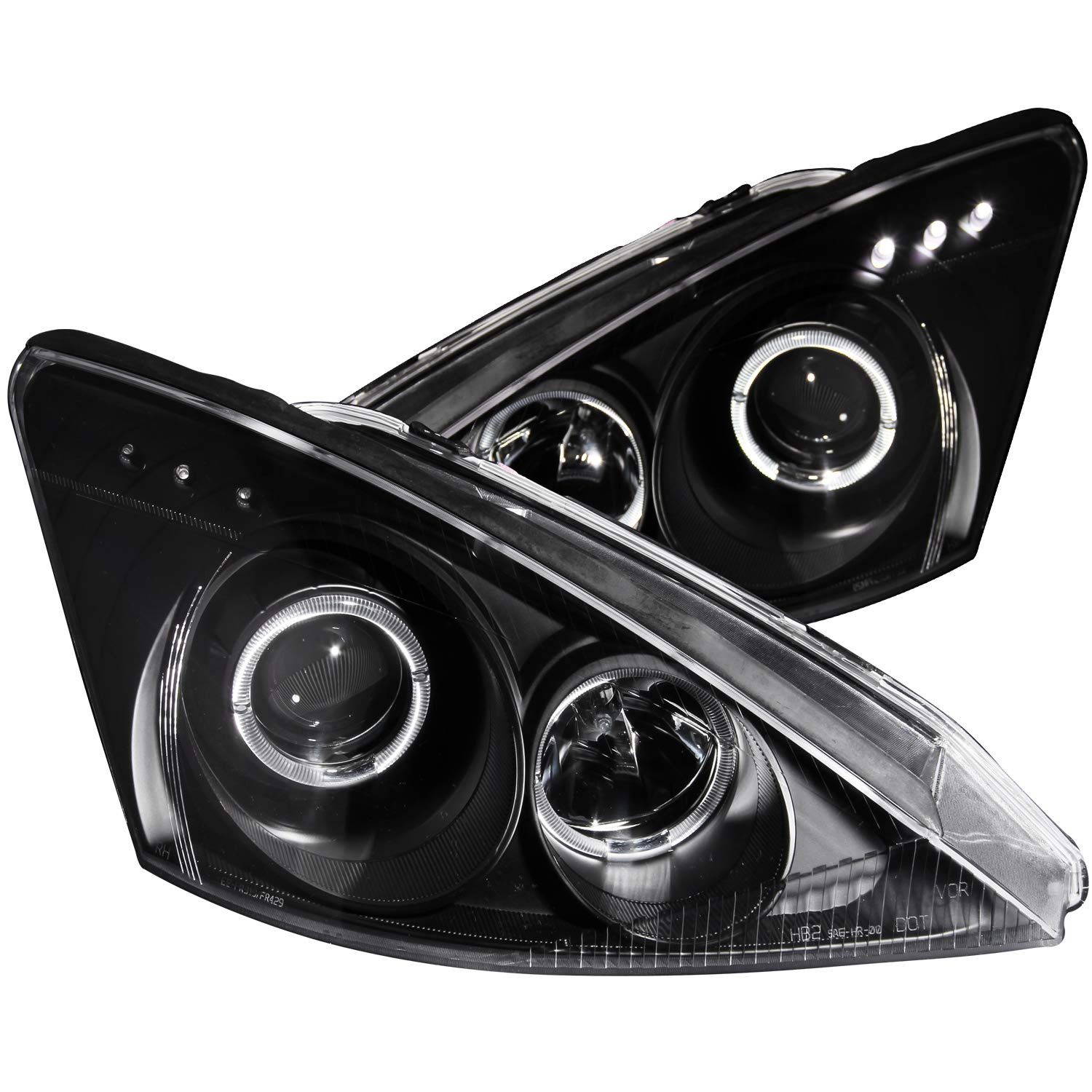 Black Clear AnzoUSA Projector Halo Headlight with LED for Ford Focus - (Sold in Pairs)