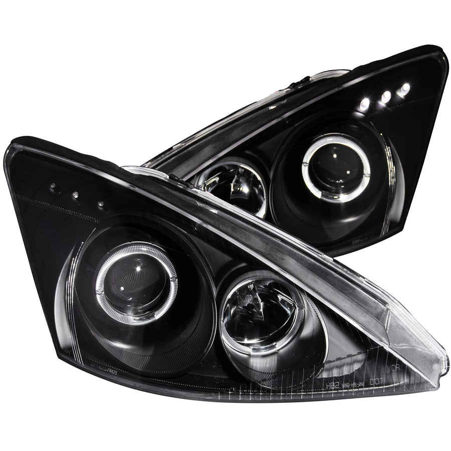 Black Clear AnzoUSA Projector Halo Headlight with LED for Ford Focus - (Sold in Pairs)