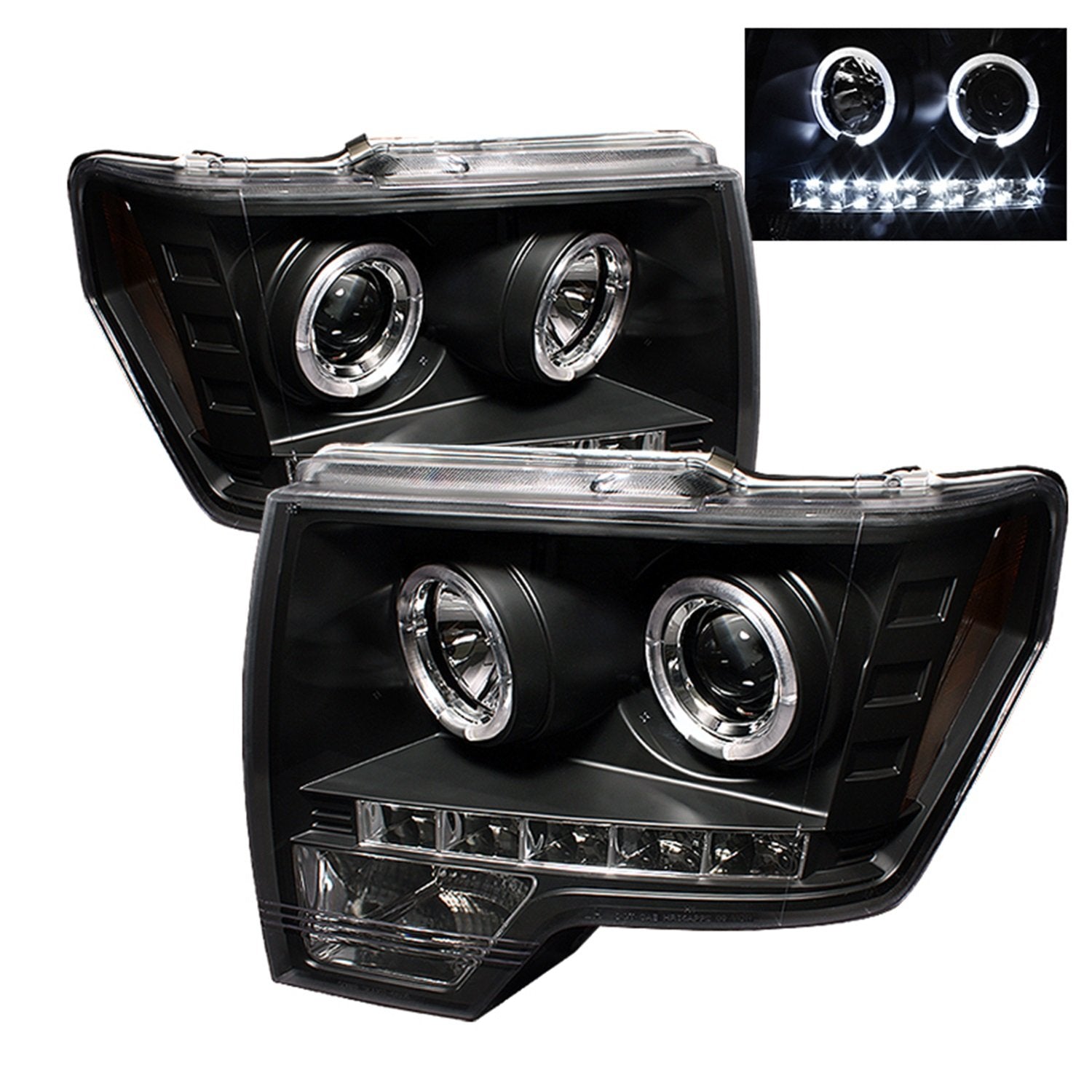 Spyder Auto Halogen Projector Headlights - LED Halo - LED - Black - High H1 - Low H1 5010230
