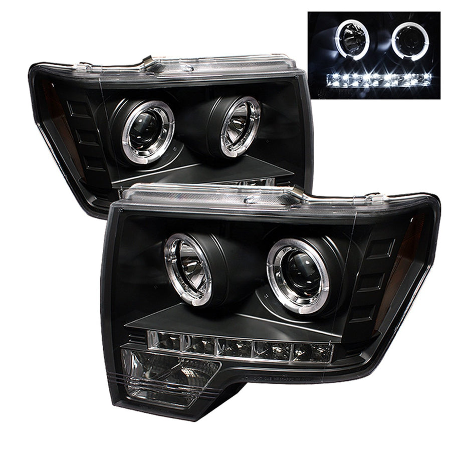 Spyder Auto Halogen Projector Headlights - LED Halo - LED - Black - High H1 - Low H1 5010230
