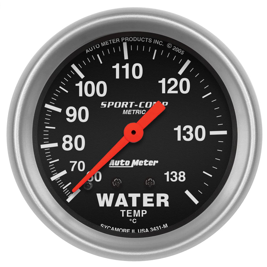 Auto Meter Sport-Comp 3431-M Mechanical Metric Water Temperature Gauge,2.625 in.