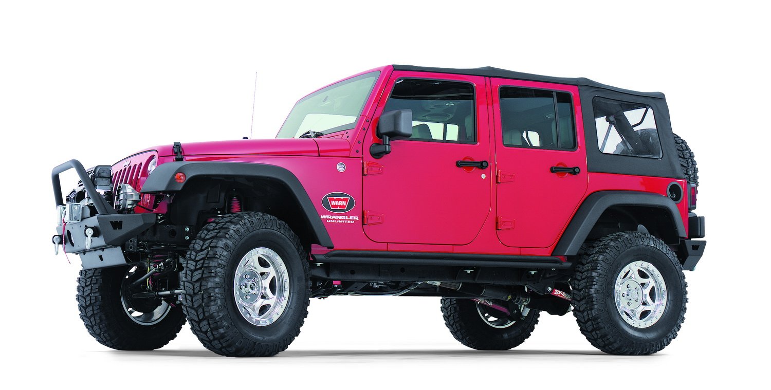 Steel Plate WARN Rock Sliders Panel Guard for 4-Door Models: Jeep Wrangler (2007-2017) and Wrangler JK (2018)
