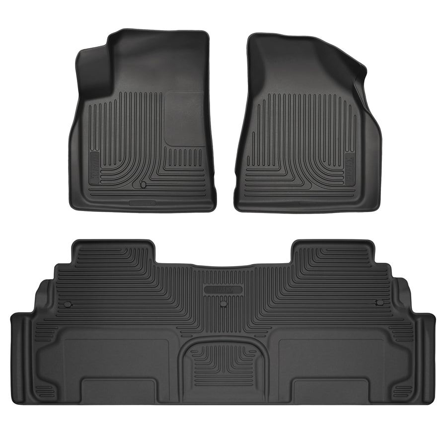 Husky Liners Floor Mats Weatherbeater | Fits 2007-2016 GMC Acadia; 2008-2017 Buick Enclave; 2009-2017 Chevrolet Traverse (w/2nd Row Bench Seats) + More | Front & 2nd Row, 3-pc Black - 93451