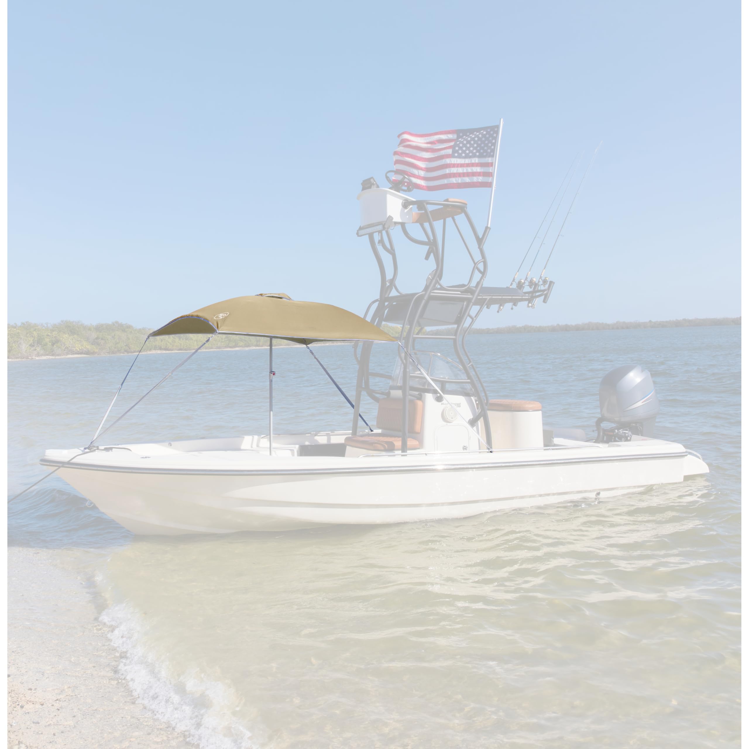 Anchorshade III Boat Shade, Taylor Made, Sand, 6' x 6', Adjustable Aluminum Pole to 8 Feet, UV-Treated Fade-Resistant Nylon, Market-Style Top, Carrying Case, Fits Most Boats and Benches – 22048