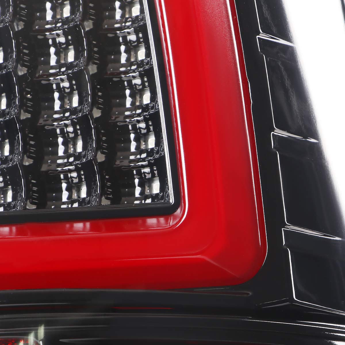 2009-2018 Dodge RAM LED Tail Lights Red C-Bar (Jet Black Housing/Clear Lens)