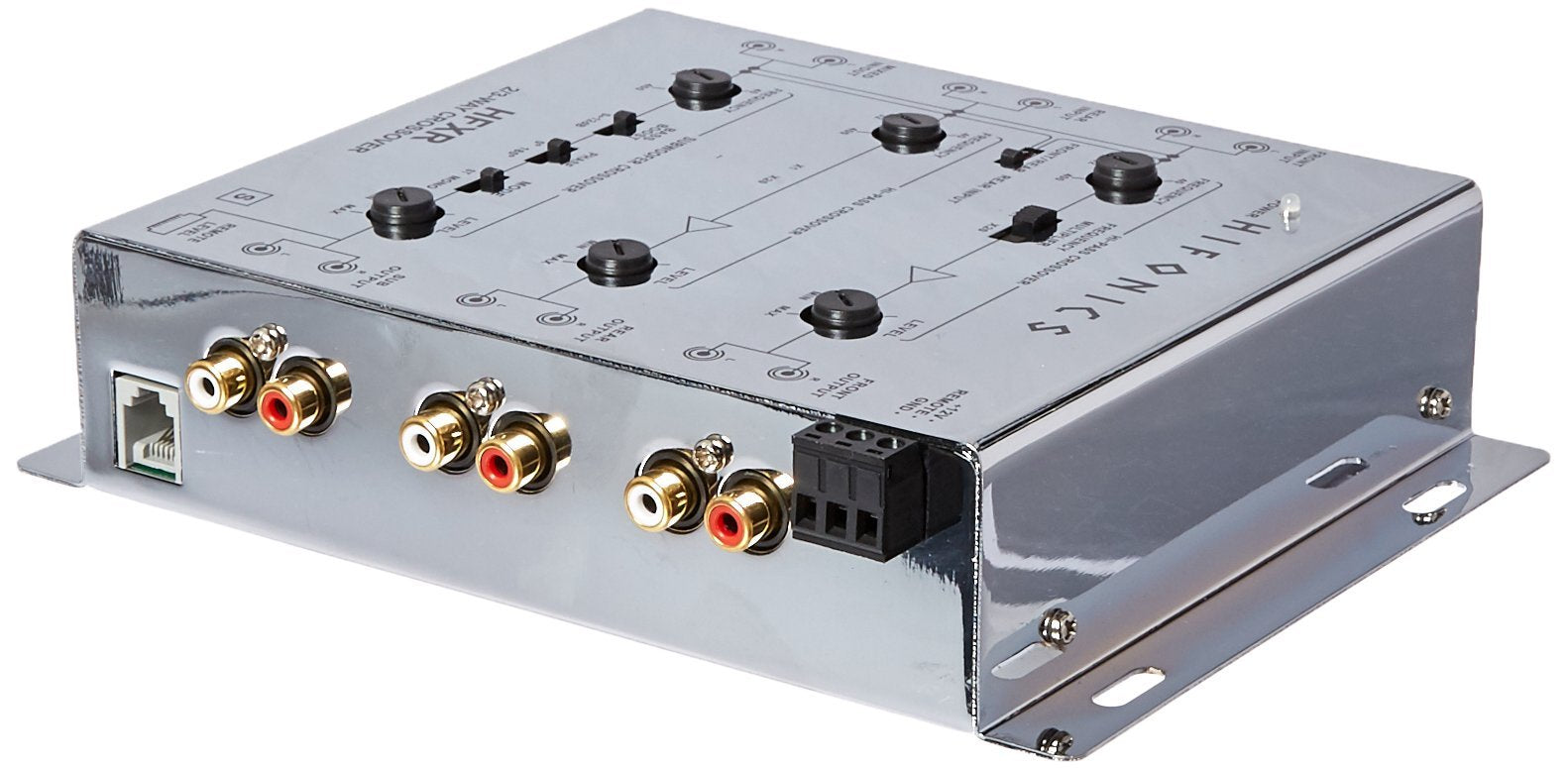 Hifonics 2/4 Ch HFXR 2/3 Way Active Crossover, 8.5V Line Driver with Remote Bass Level Control, Adjustable Filters, and Front/Rear/Sub Outputs