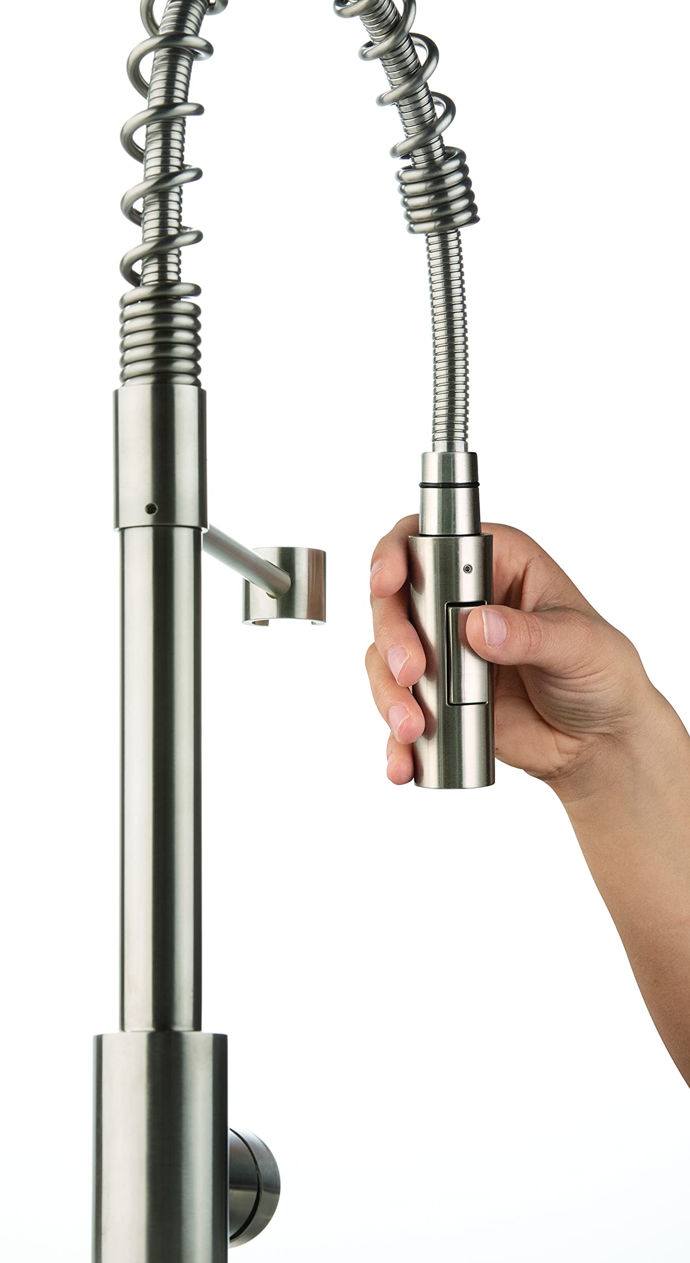 Lippert Coiled Pull Down Flow Max Kitchen Faucet for RVs and Residential - High-Arc Spout with Multi-Flow Spray, Single Handle Control, and Easy Install - Durable Stainless Steel Construction