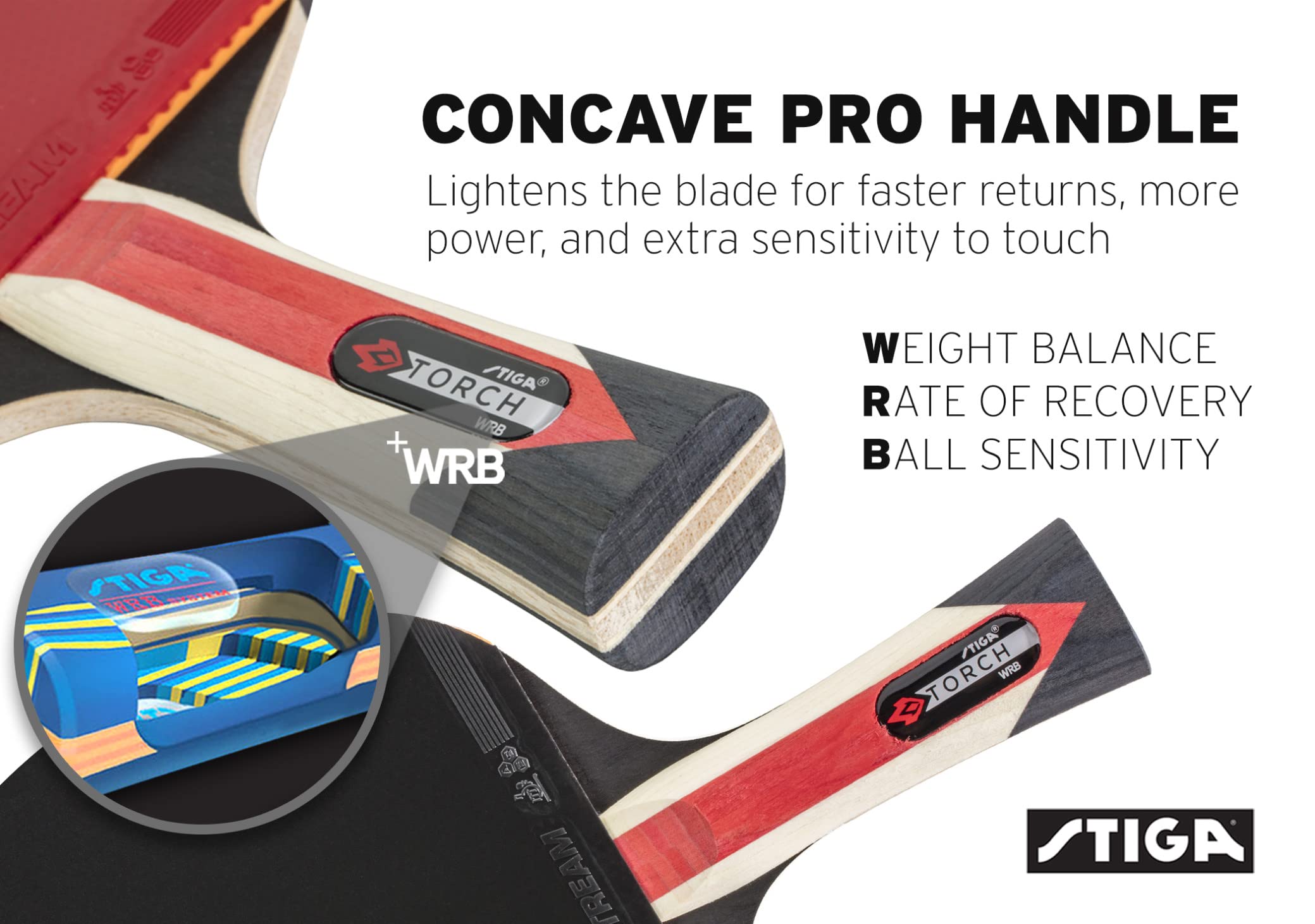 Torch STIGA Ping Pong Paddle - 5-Ply Ultra-Light Blade - 2mm Tournament-Approved Sponge - Flared Handle for Enhanced Control - Competitive Table Tennis Racket for Family Fun