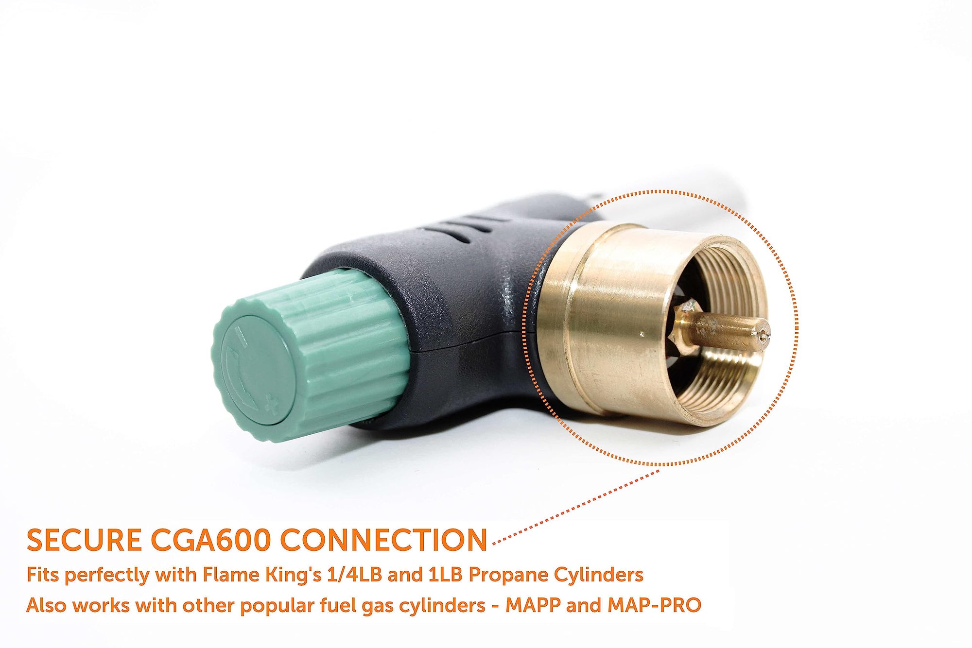 Flame King Mini Propane FK-PV777CGA Blow Torch Head 10,000 BTU for Kitchen, Soldering, Searing, Charcoal/Fire Pit Lighting