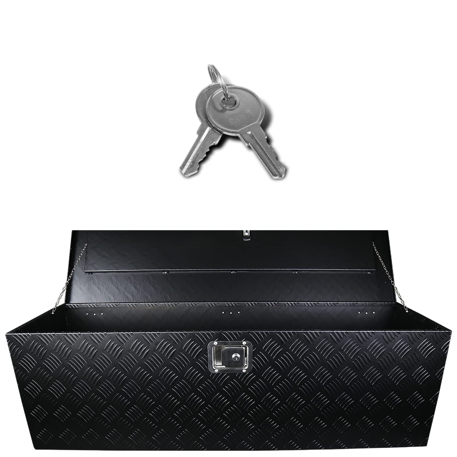 Heavy Duty Aluminum Tool Box SPEC-D TUNING 44"x15"x15" Black Truck Utility Chest Storage with Lock & Key For Pickup Truck Bed, RV Trailer