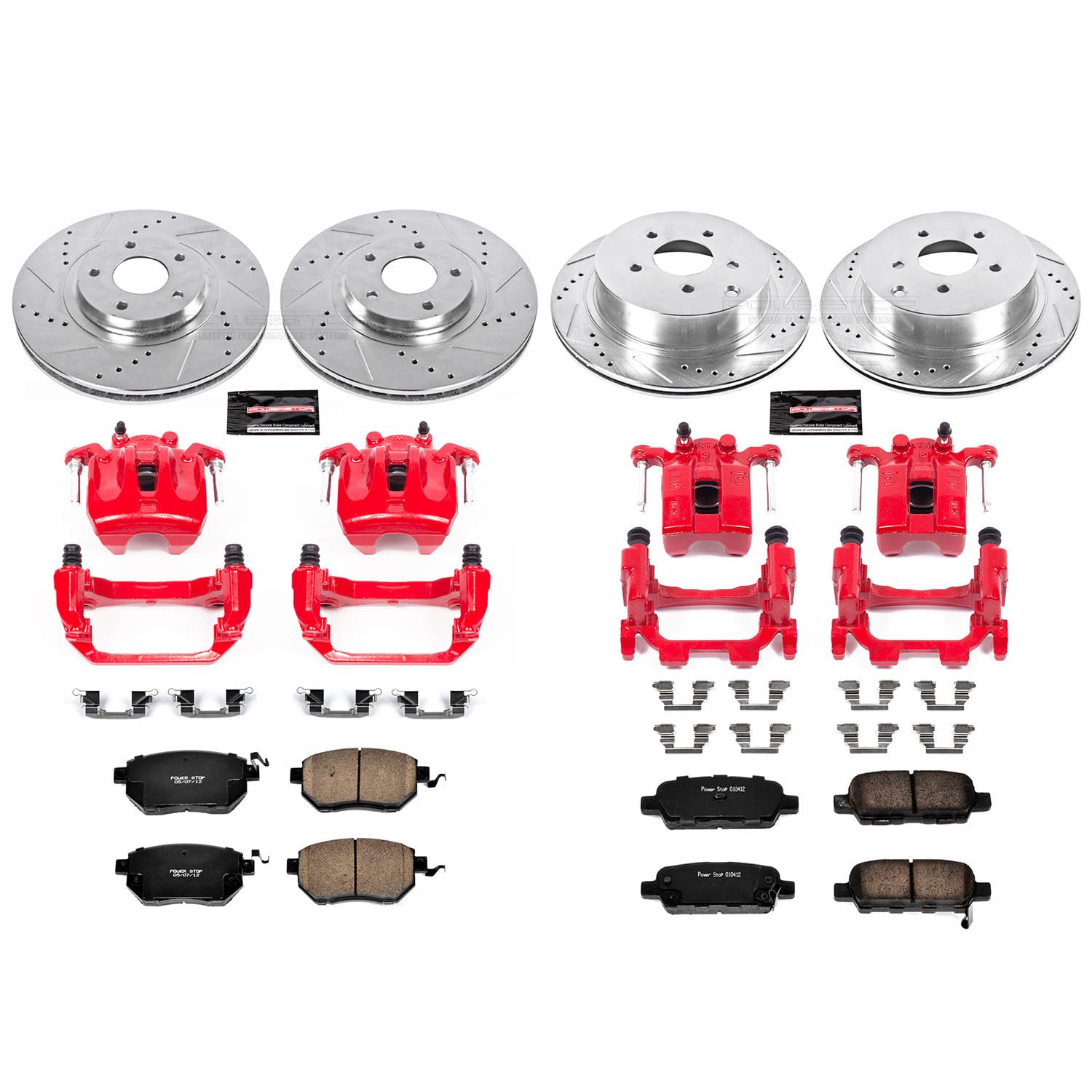 Power Stop KC2767B Z23 Evolution Sport Brake Kit Front and Rear (with Calipers) For Nissan Murano 2009-2011 [Model Specific]