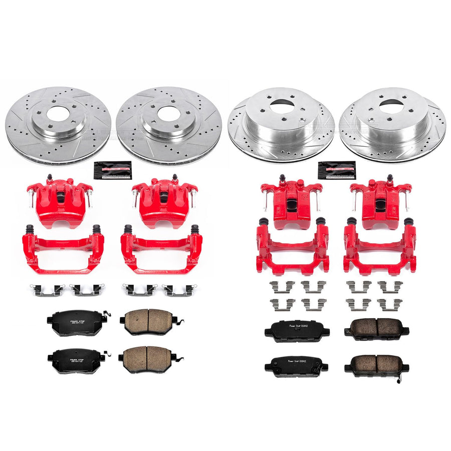 Power Stop KC2767B Z23 Evolution Sport Brake Kit Front and Rear (with Calipers) For Nissan Murano 2009-2011 [Model Specific]